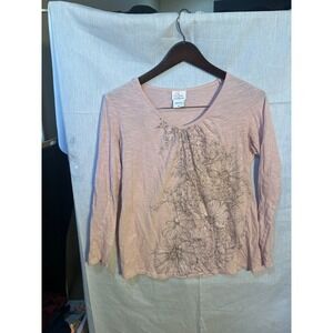 Oh Baby by Motherhood Pink Floral Embroidered V Neck Maternity Top Size S